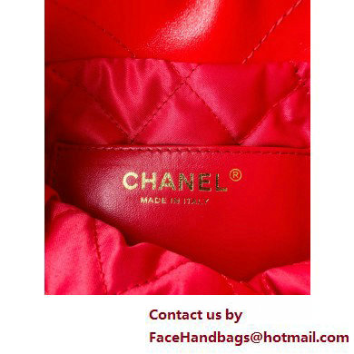 Chanel Shiny Calfskin Patchwork  &  Gold-Tone Metal CHANEL 22 Mini Handbag AS3980 Dark Orange  &  Red